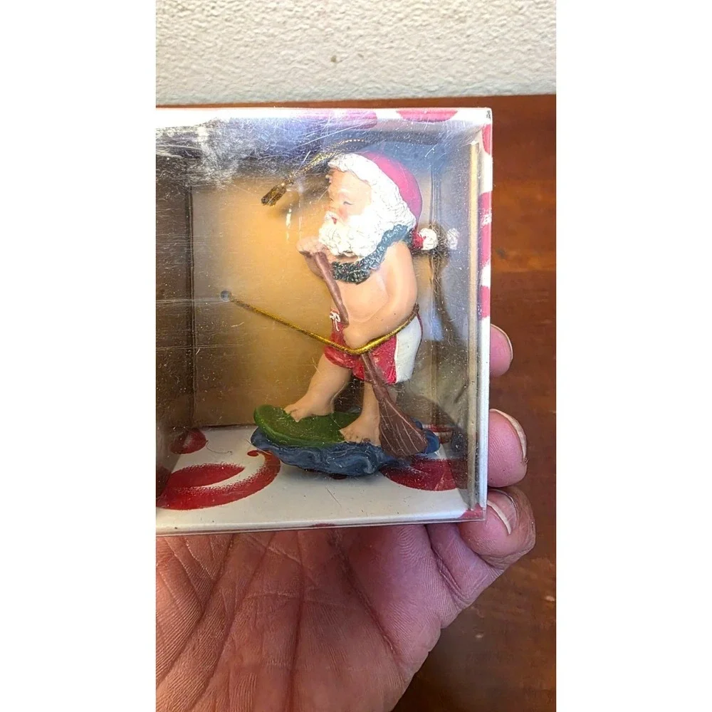 Island‎ Heritage Hand-Painted Hawaiian Christmas Ornament Paddleboarding Santa